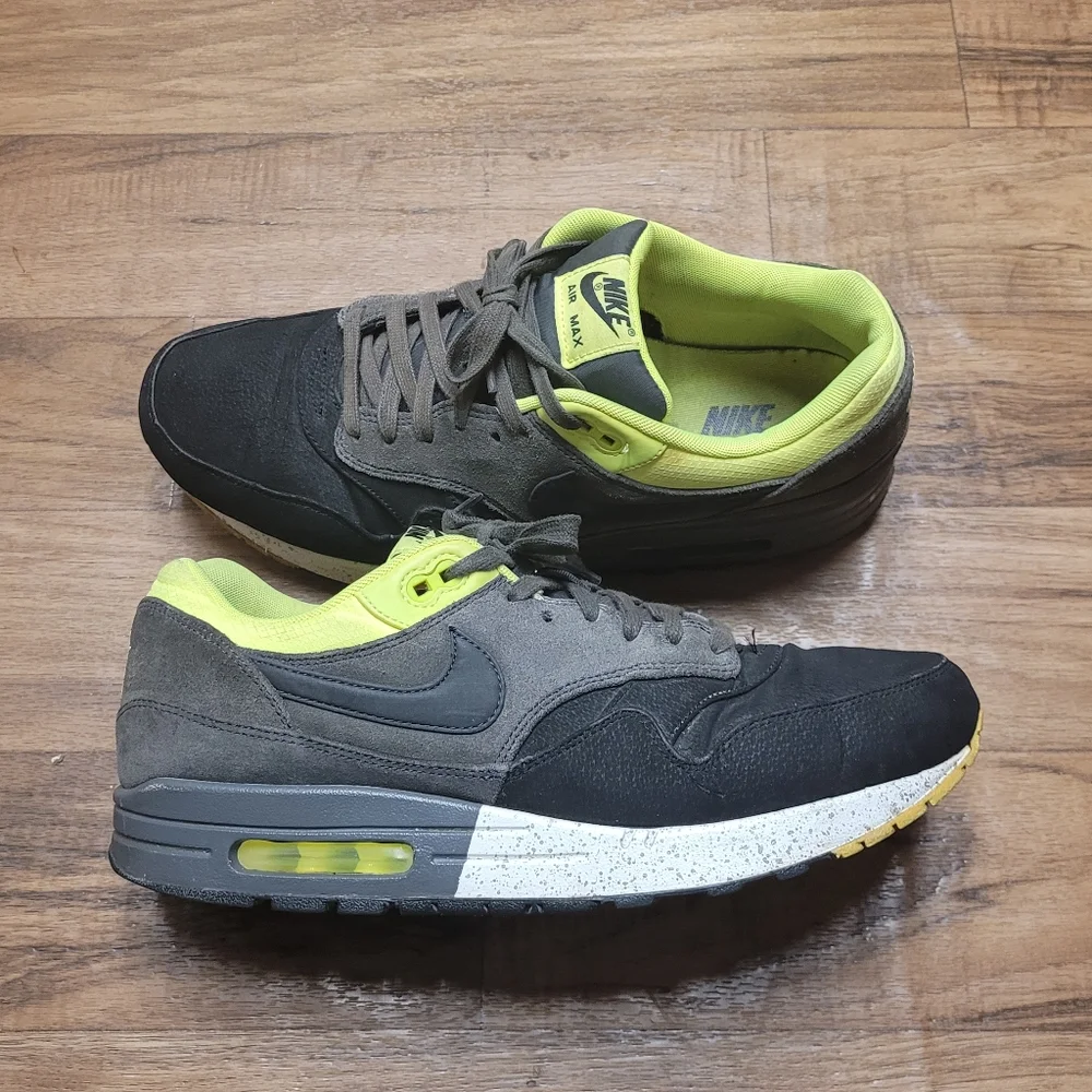 Nike Air Max 1 Split Black Volt Sz 11.5 - Picture 2 of 9